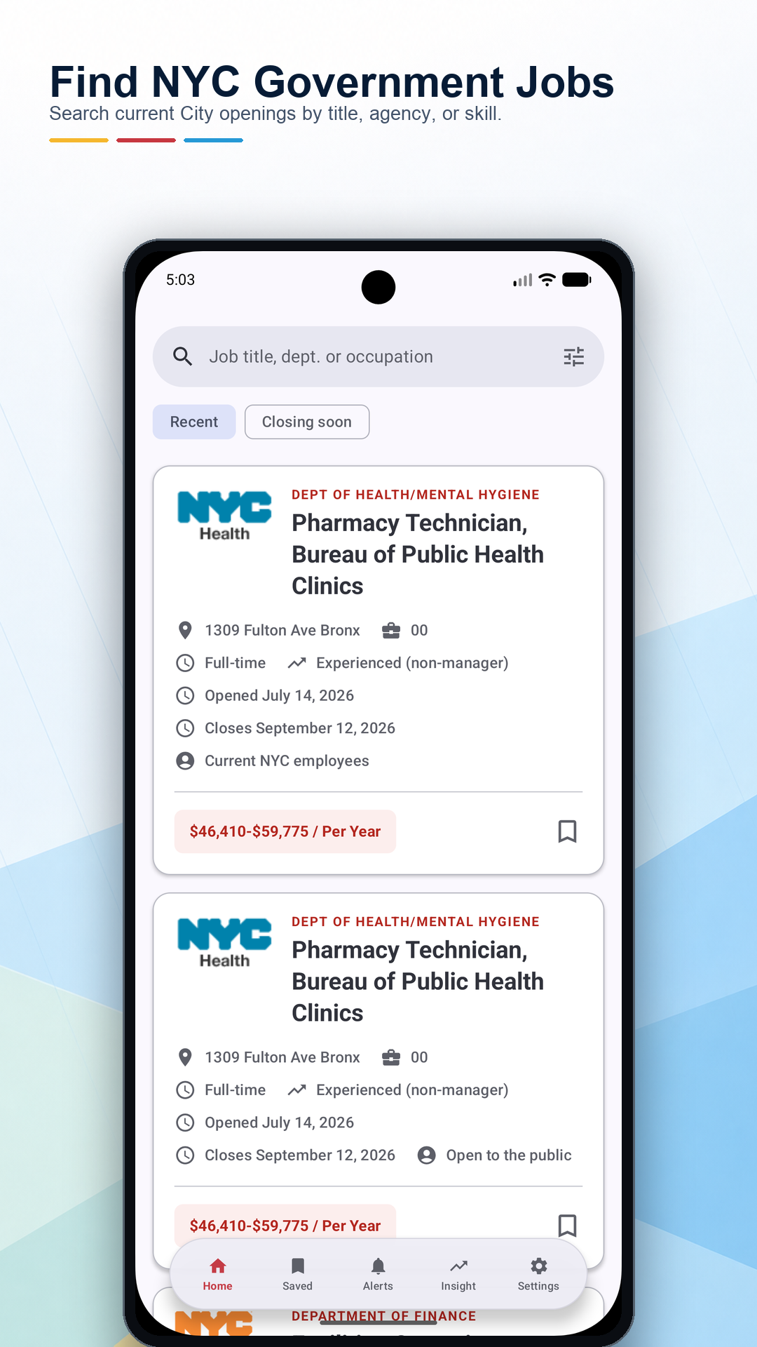 NYC Government Job Tracker screenshot 1